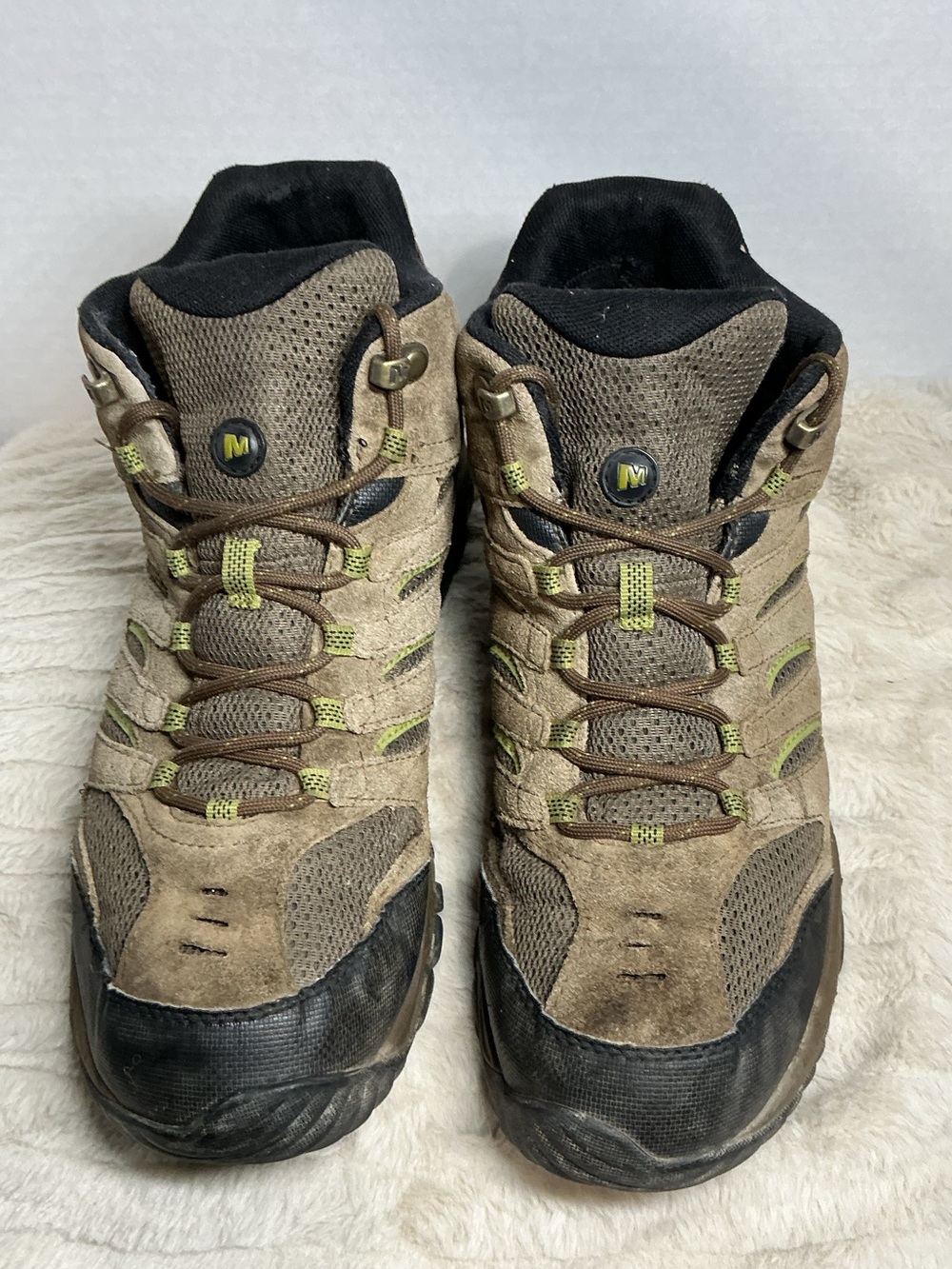 Merrell White Pine Mid Waterproof Hiking Boots Men’s 10 Brown Lime J09561